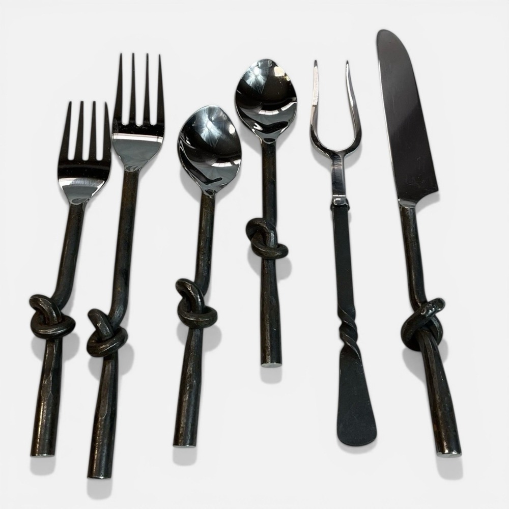 Gourmet Settings NEW GS Twist 6 Piece Charcuterie Serving Set Stainless W Iron